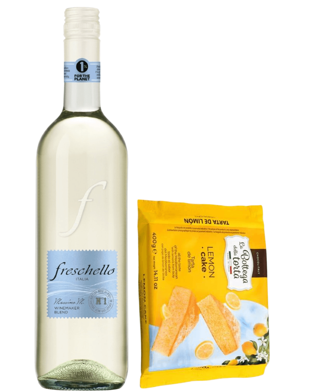 FRESCHELLO Bianco Belo vino 0.75l i Chocolitaly Torta sa limunom 400 gr