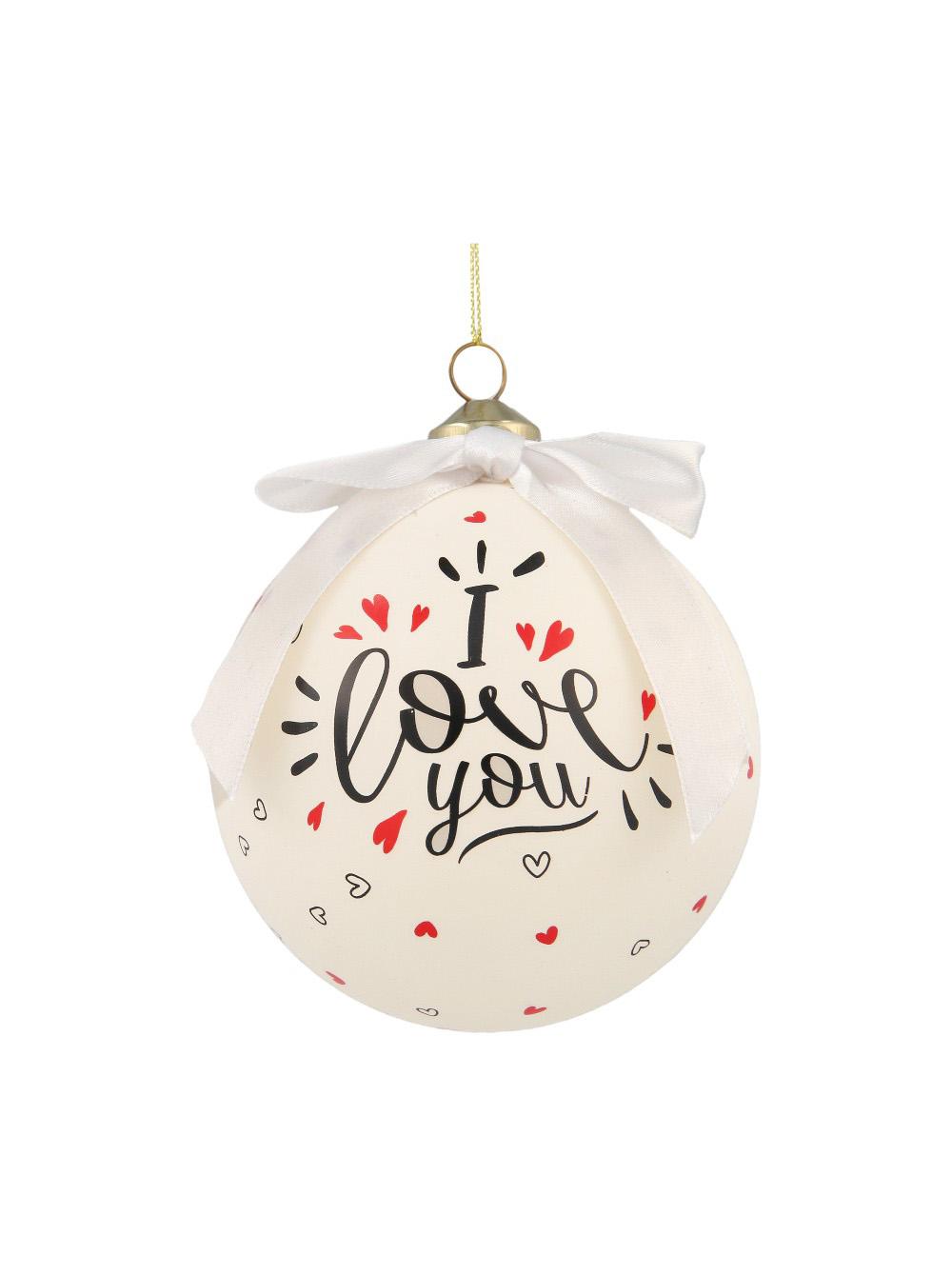 Selected image for POLIMONT Staklena novogodišnja kugla sa porukom u gift pakovanju 10cm I Love You