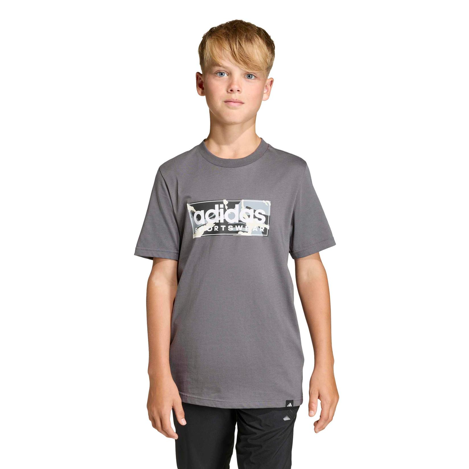 Adidas Majica za dečake B Camo Lin JX6867, Okrugli izrez, Siva