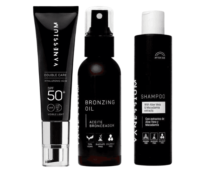 Vanessium Set Šampon za posle sunčanja 200ml, Bronzing oil - ulje za sunčanje 100ml, Krema za lice Hyaluron-om 50ml
