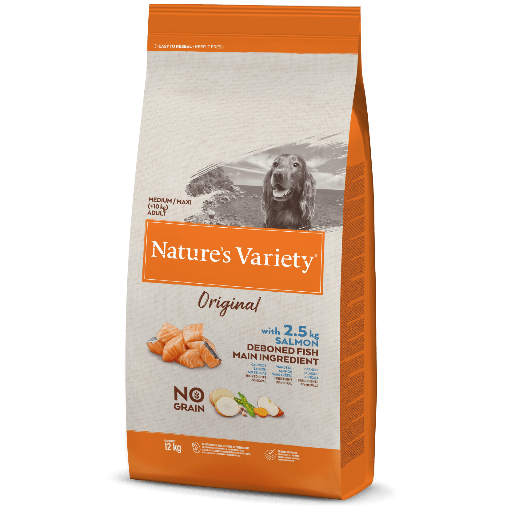 Selected image for NATURE'S VARIETY Suva hrana sa ukusom lososa za odrasle pse Original GF Medium Adult 12kg