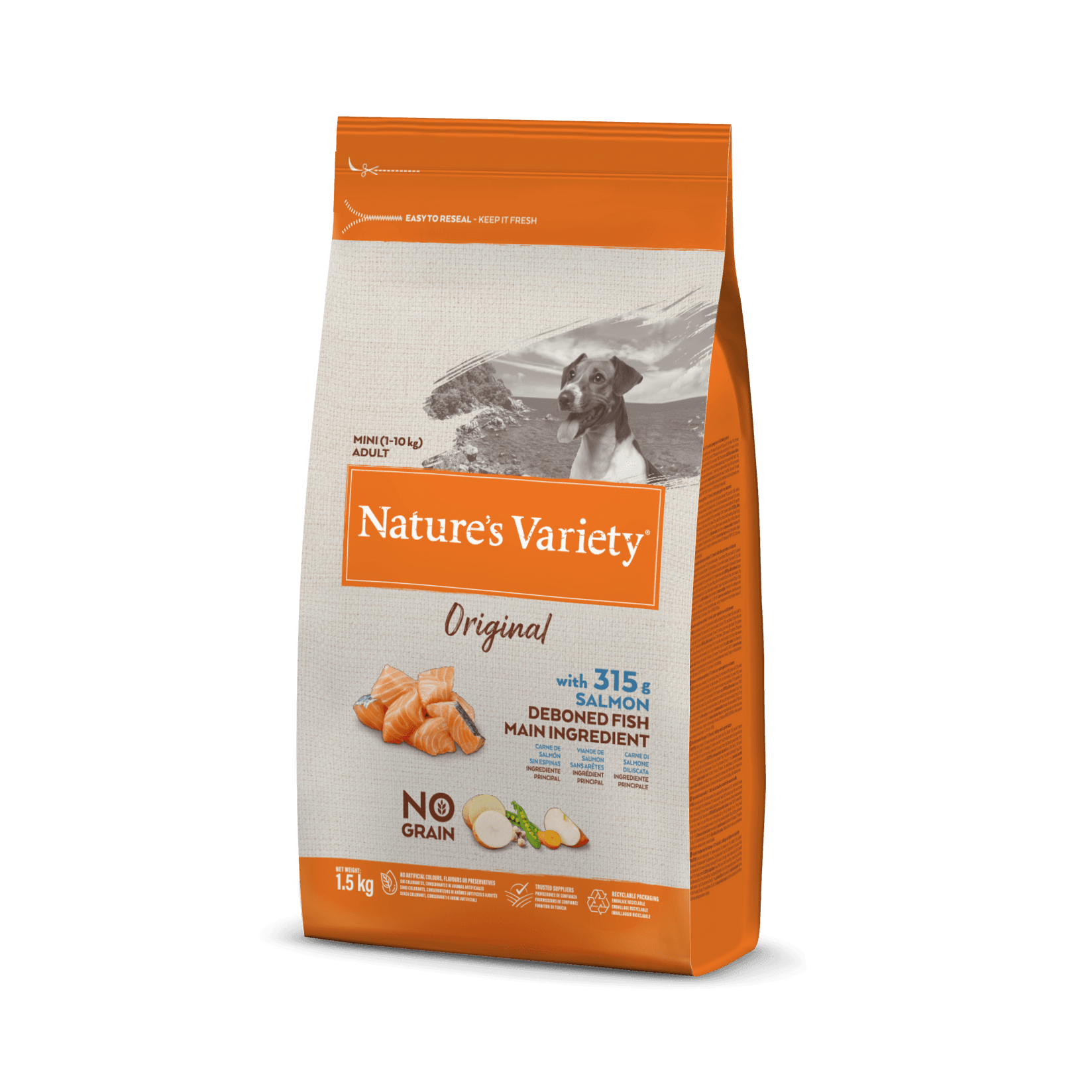 NATURE'S VARIETY Suva hrana sa ukusom lososa za odrasle pse Originlal GF Mini Adult 1.5kg