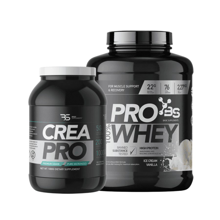 Basic Supplements Pro Whey + Crea Pro – Paket za snagu, rast i oporavak mišića