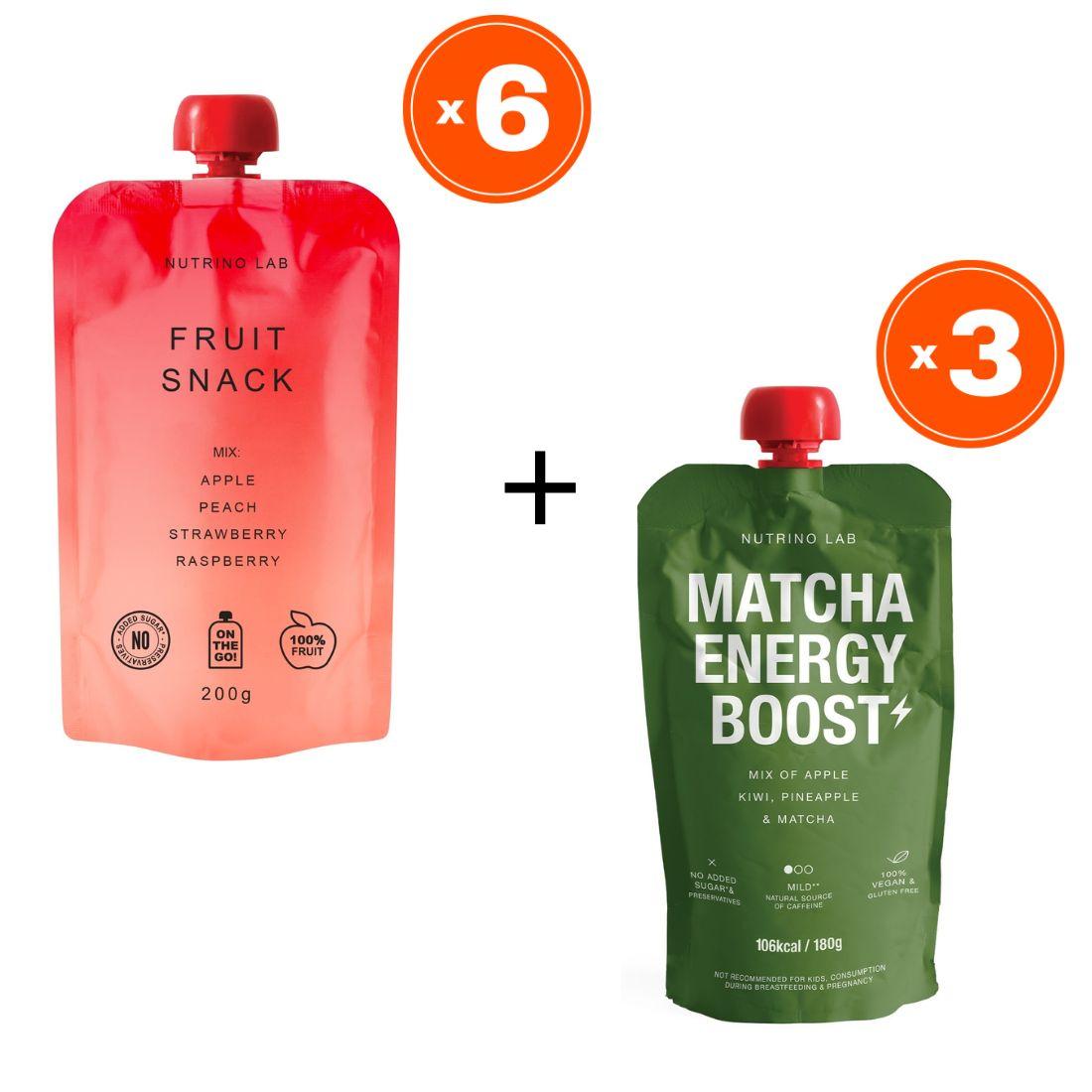 Nutrino Lab Pire Fruit Snack, 180g, 6 komada+Pire Matcha Energy Boost, 180g, 3 komada