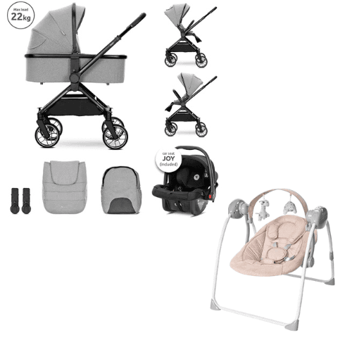 Lorelli Kolica za bebe 3u1 Reya, Siva + Ljuljaška za bebe Portofino, Roze