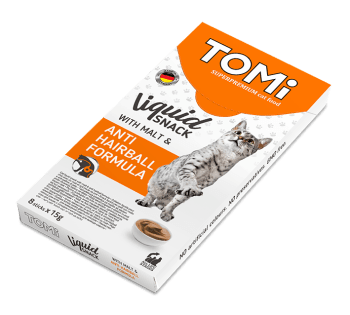 TOMI Liquid snack Poslastica za mačke, Malt-anti hairball, 8x15g