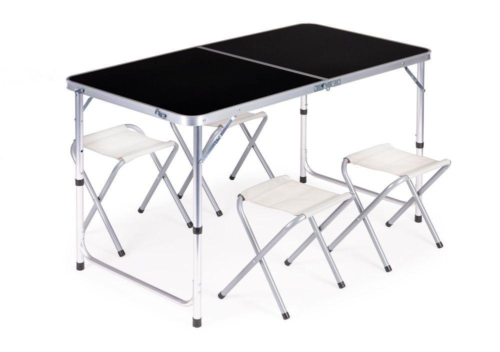 ModernHome Set sklopivi sto za kampovanje i 4 stolice, Crni
