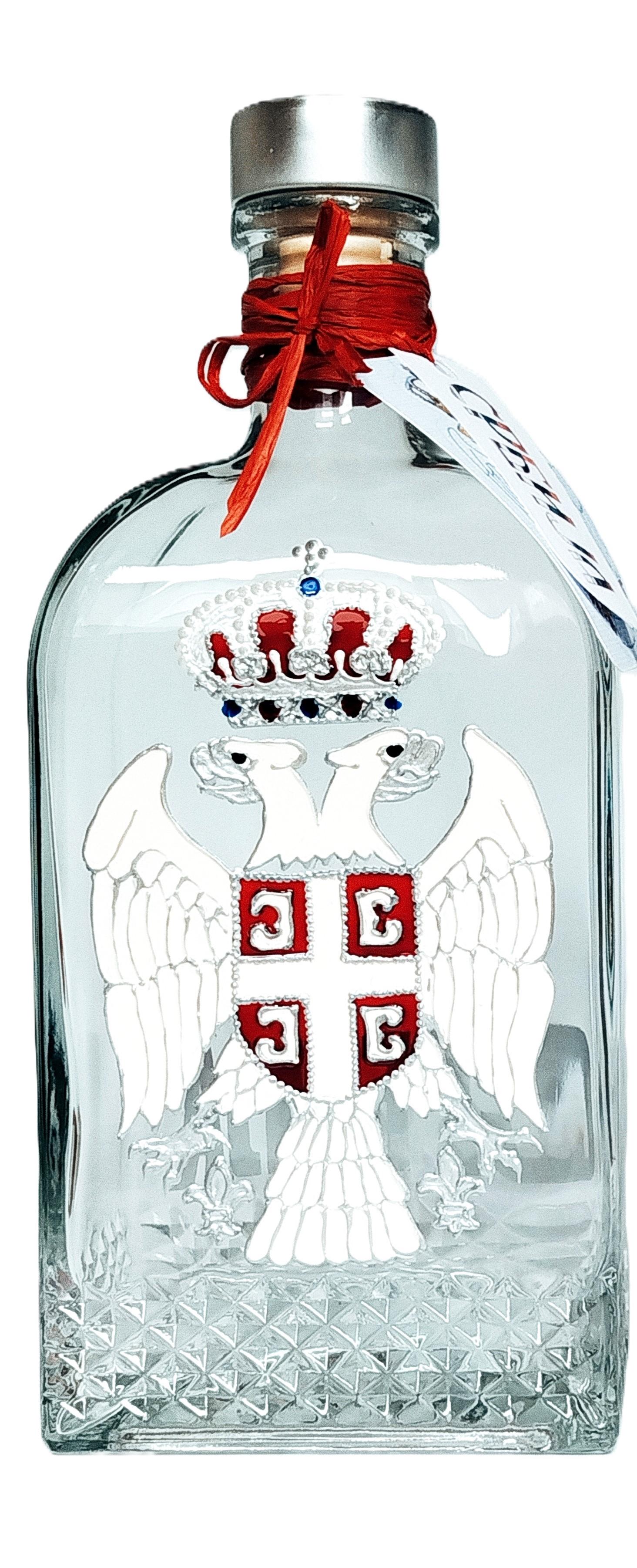 Poklon set Flaša Srbija i ukrasna kutija, 700 ml, Crne boje