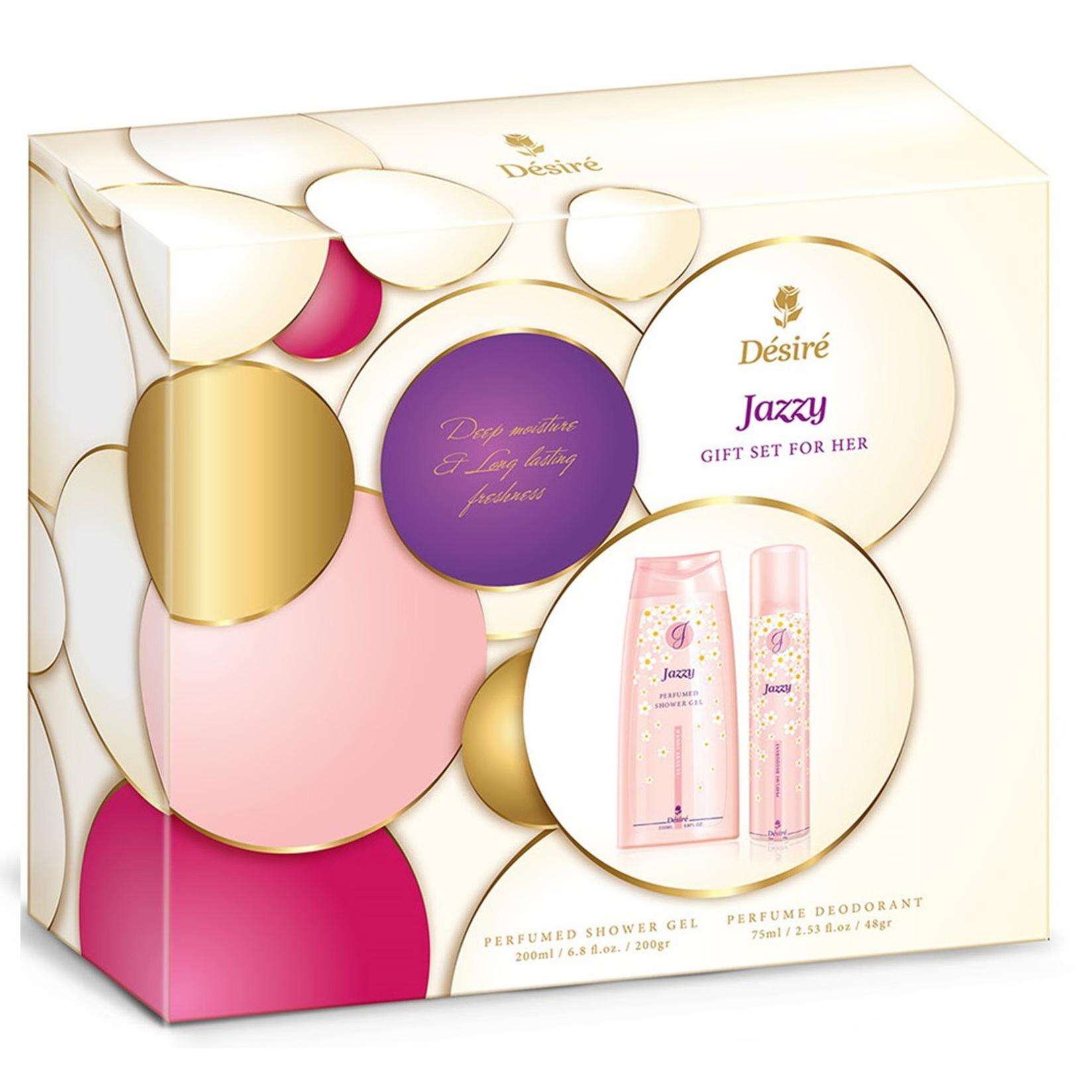 Desire Ženski poklon set Dezodorans Jazzy, 75 ml + Gel za tuširanje, 200 ml