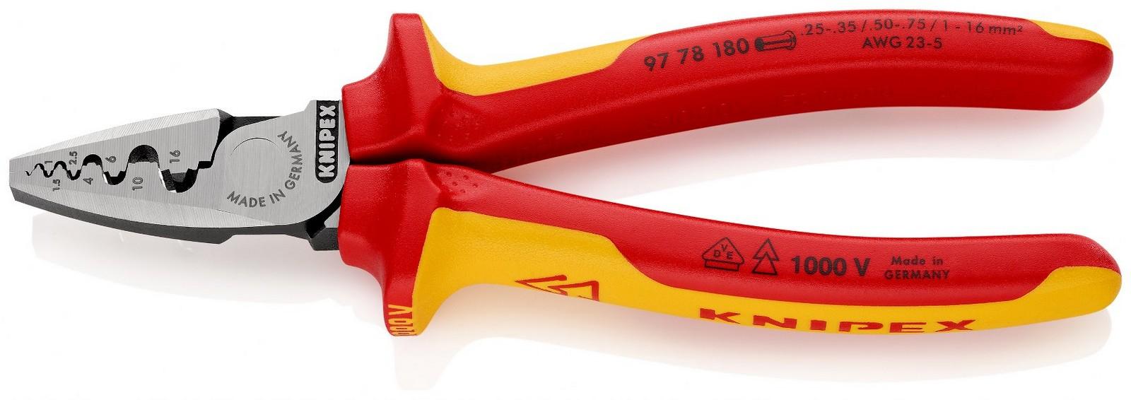 KNIPEX Klešta za krimpovanje hilzni (kablovskih završetaka) 1000V VDE 180mm 97 78 180