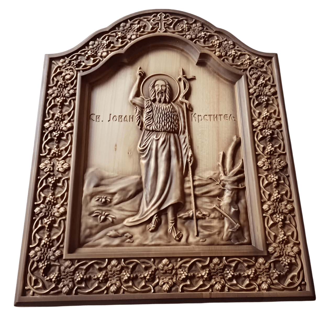 Ikona Sv.Jovan Krstitelj u duborezu polulučna