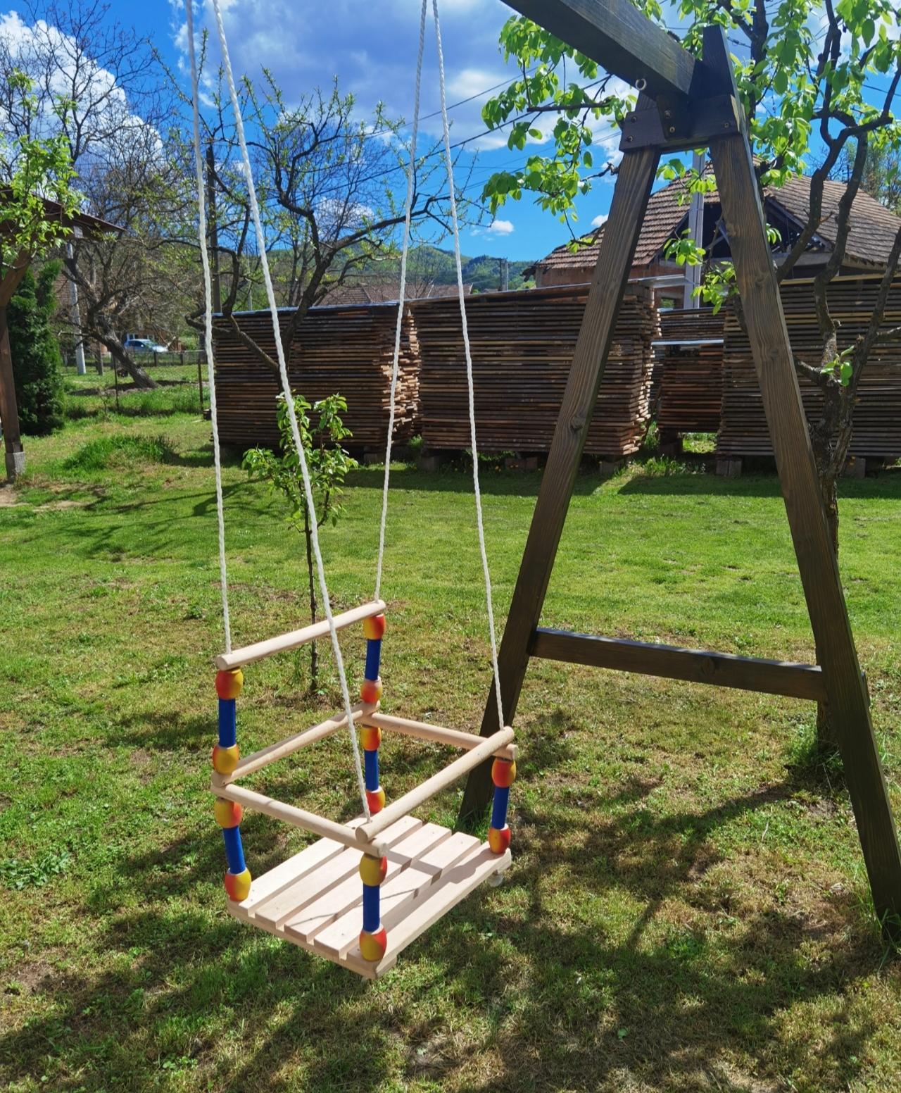 Ljuljaška za decu sa ogradom, Smeđa