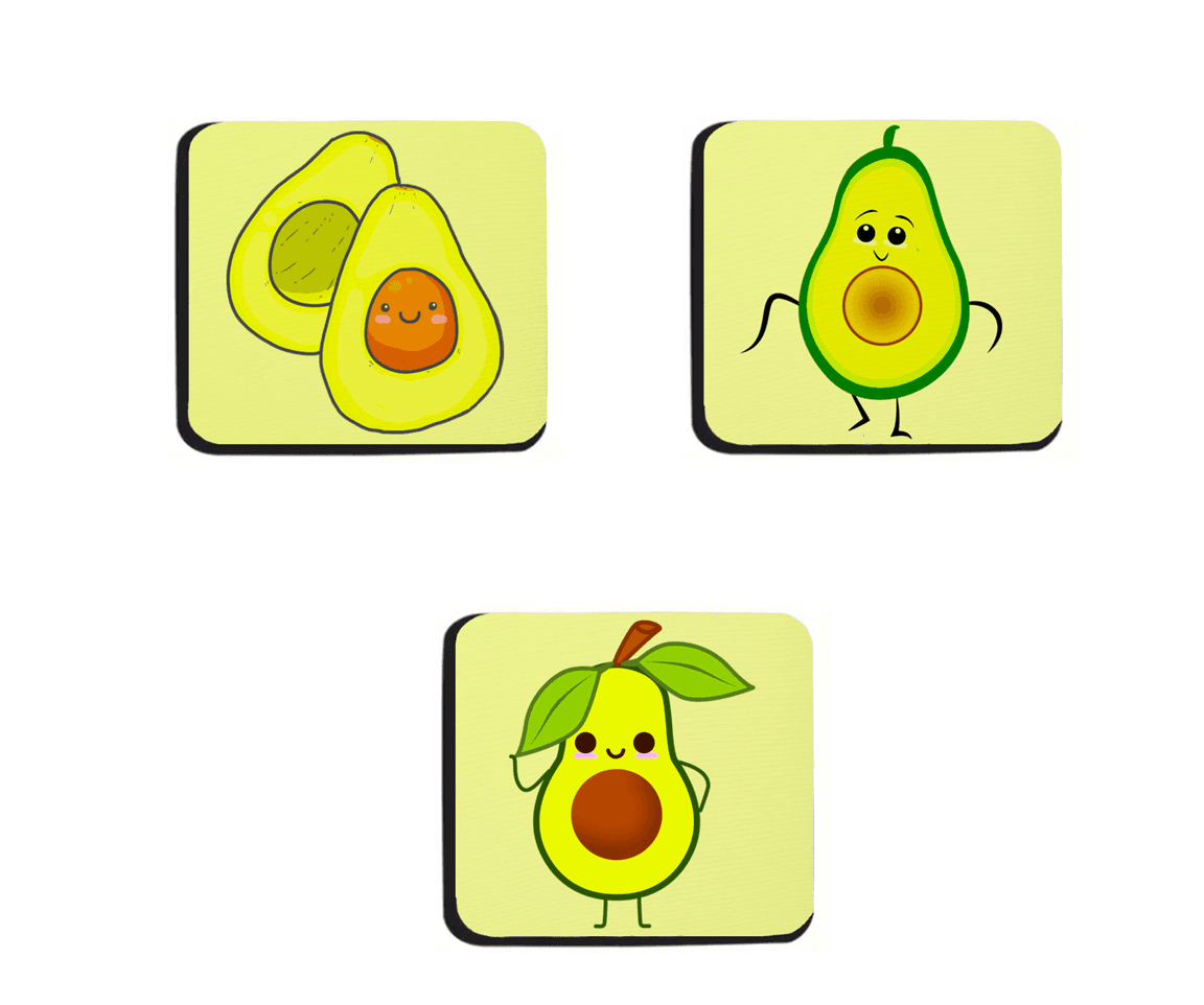 Podmetači za čaše Avokado, 3 komada, Zeleni