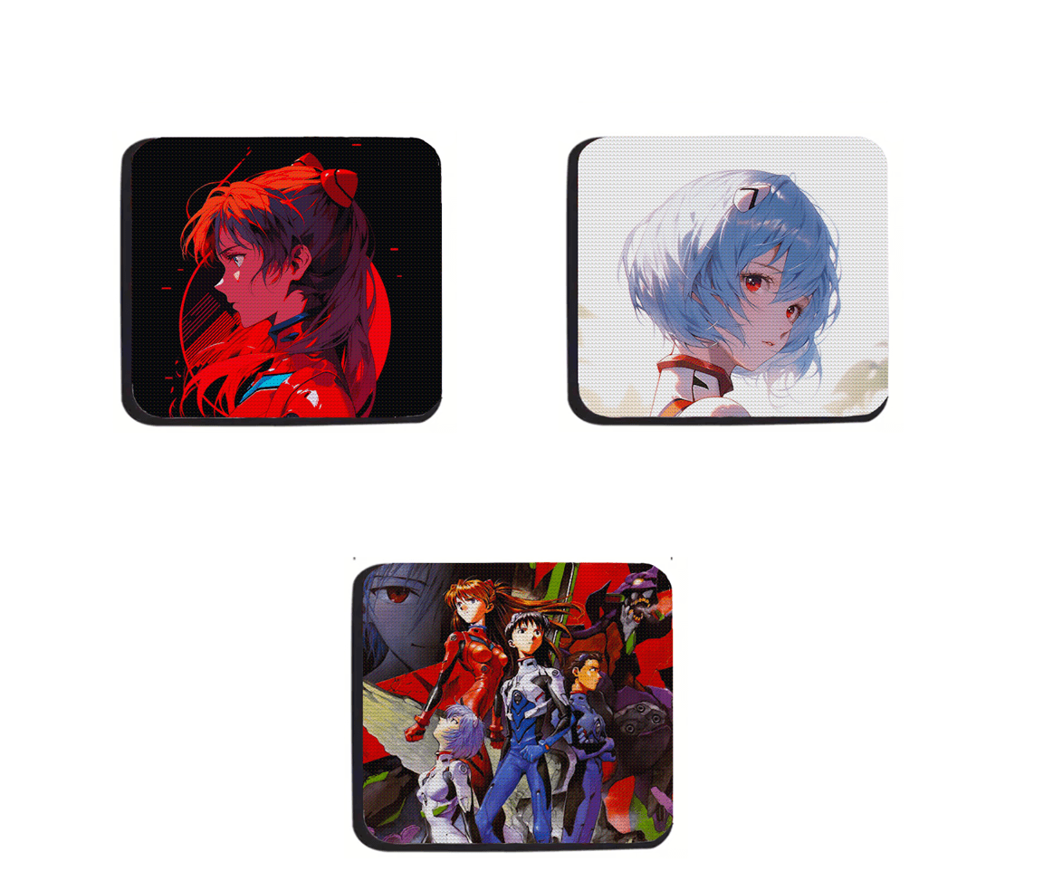 Podmetači za čaše anime Neon Genesis Evangelion, 3 komada, Višebojni