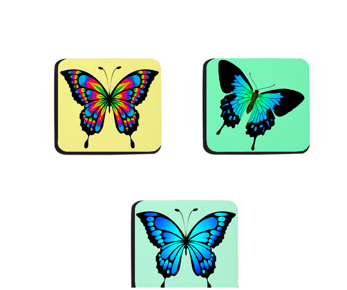 Podmetači za čaše Leptiri, 3 komada, Višebojni