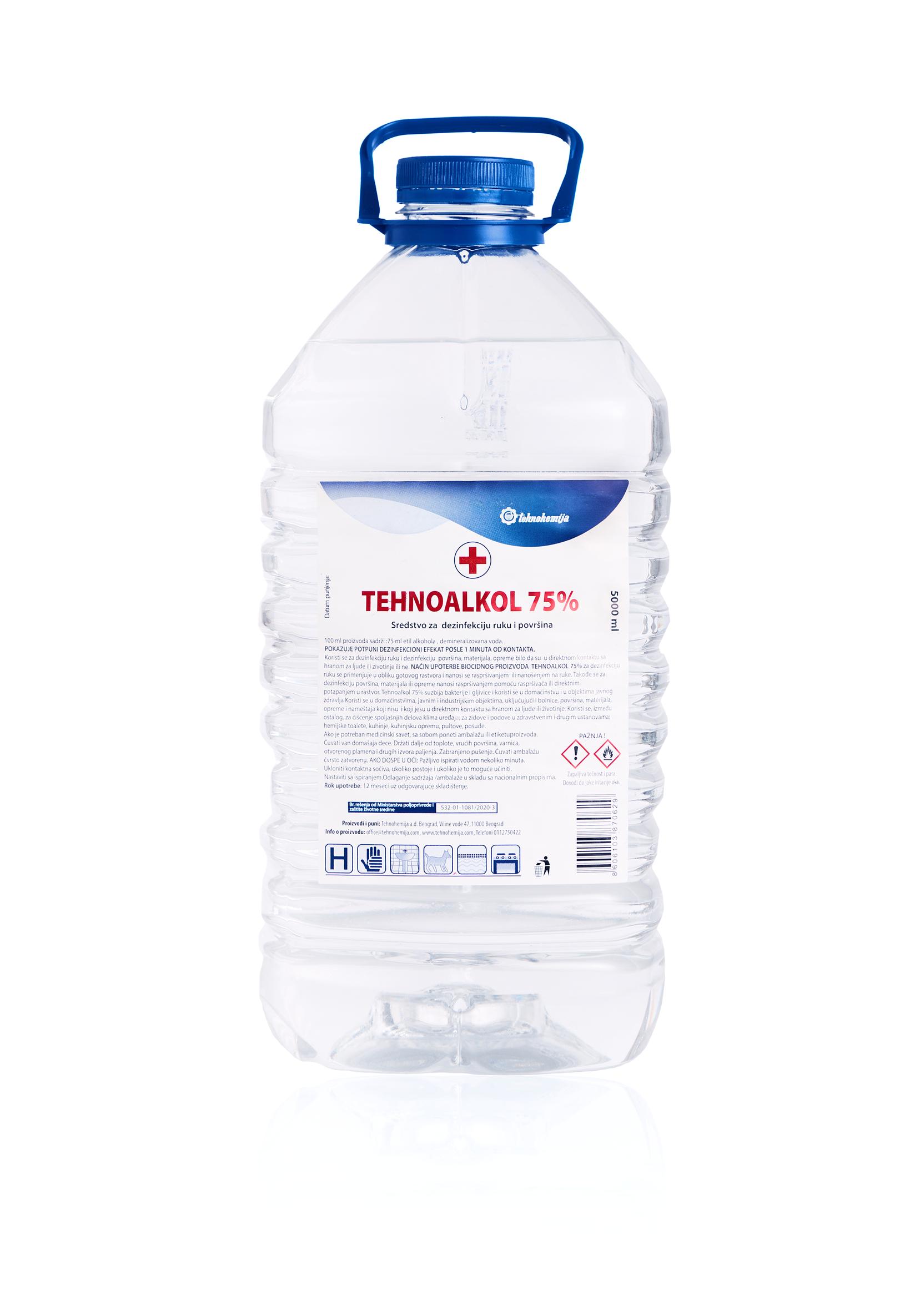 Tehnohemija Sredstvo za dezifekciju ruku i površina Tehnoalkol 75%, 5l
