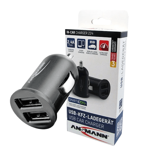 ANSMANN Auto punjač USB 224, 2.4 A, Crni