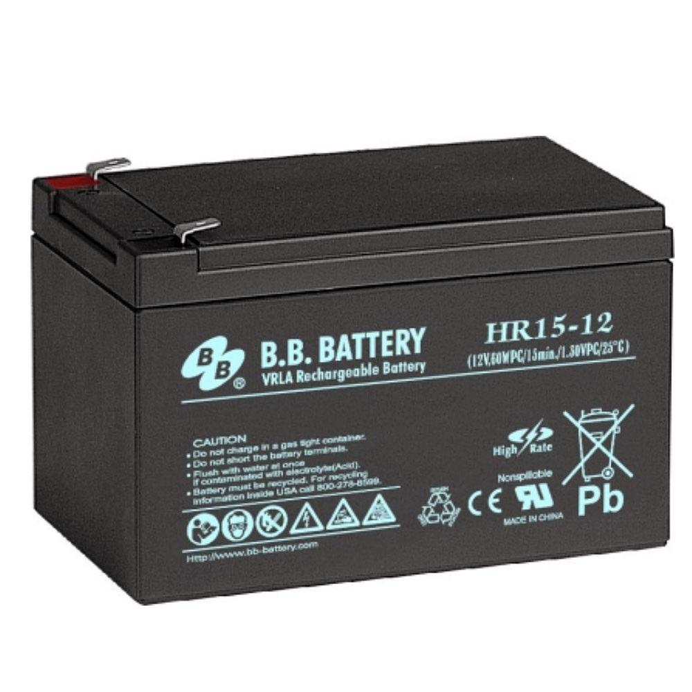 BB TECH Baterija terminal HR15-12 BB T2, 12 V, 15 Ah, Crna