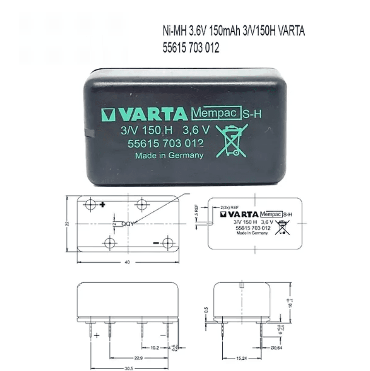 VARTA Punjiva NiMH dugmetna baterija 3.6V 150mAh 3/V150H VARTA