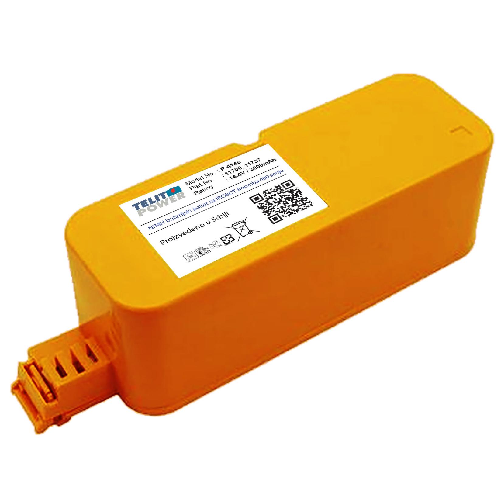 TELIT POWER Baterija NiMH 14.4V 3000mAh Panasonic za iRobot usisivač ROOMBA APC 400 seriju, Narandžasta