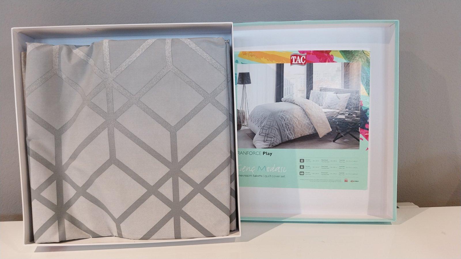 Tac Set posteljine Play, 100x200cm, Sivo-bela