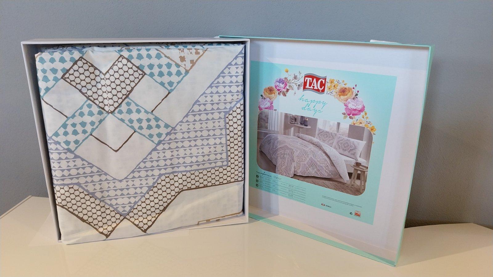 Tac Set posteljine Elanor, 160x220cm, Belo-braon