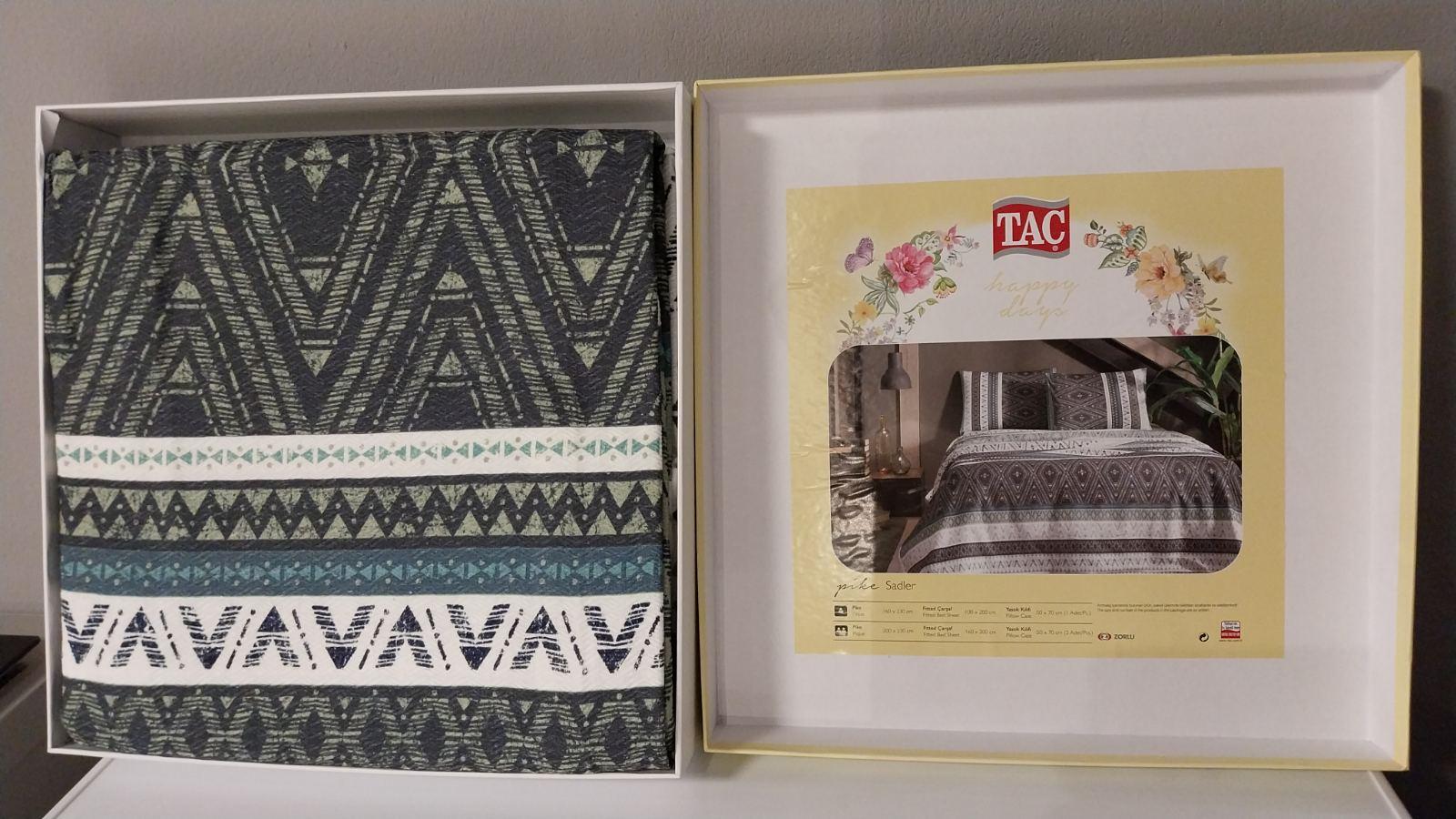 Tac Set posteljine sa prekrivačem Sadler, 100x200cm, Tamnosivo-beli