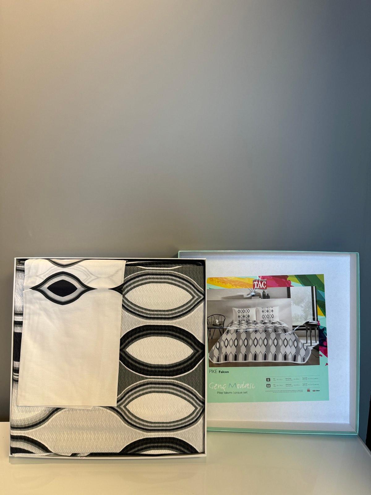 Tac Set posteljine sa prekrivačem Falcon, 100x200cm, Belo-sivi