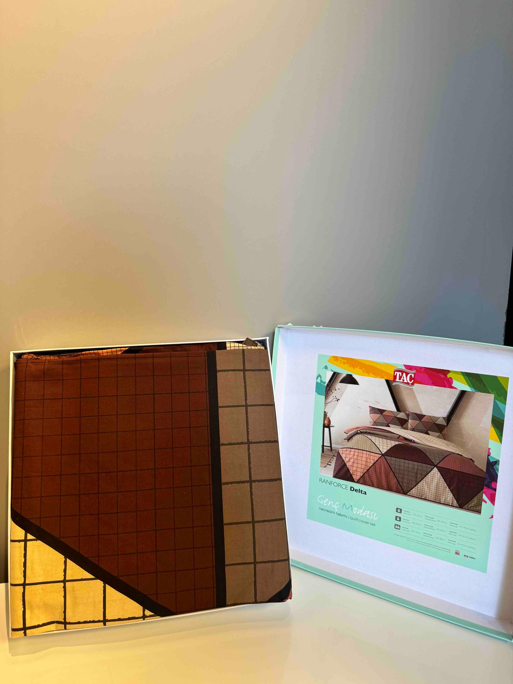 Tac Set posteljine Delta, 160x200cm, Braon-bež