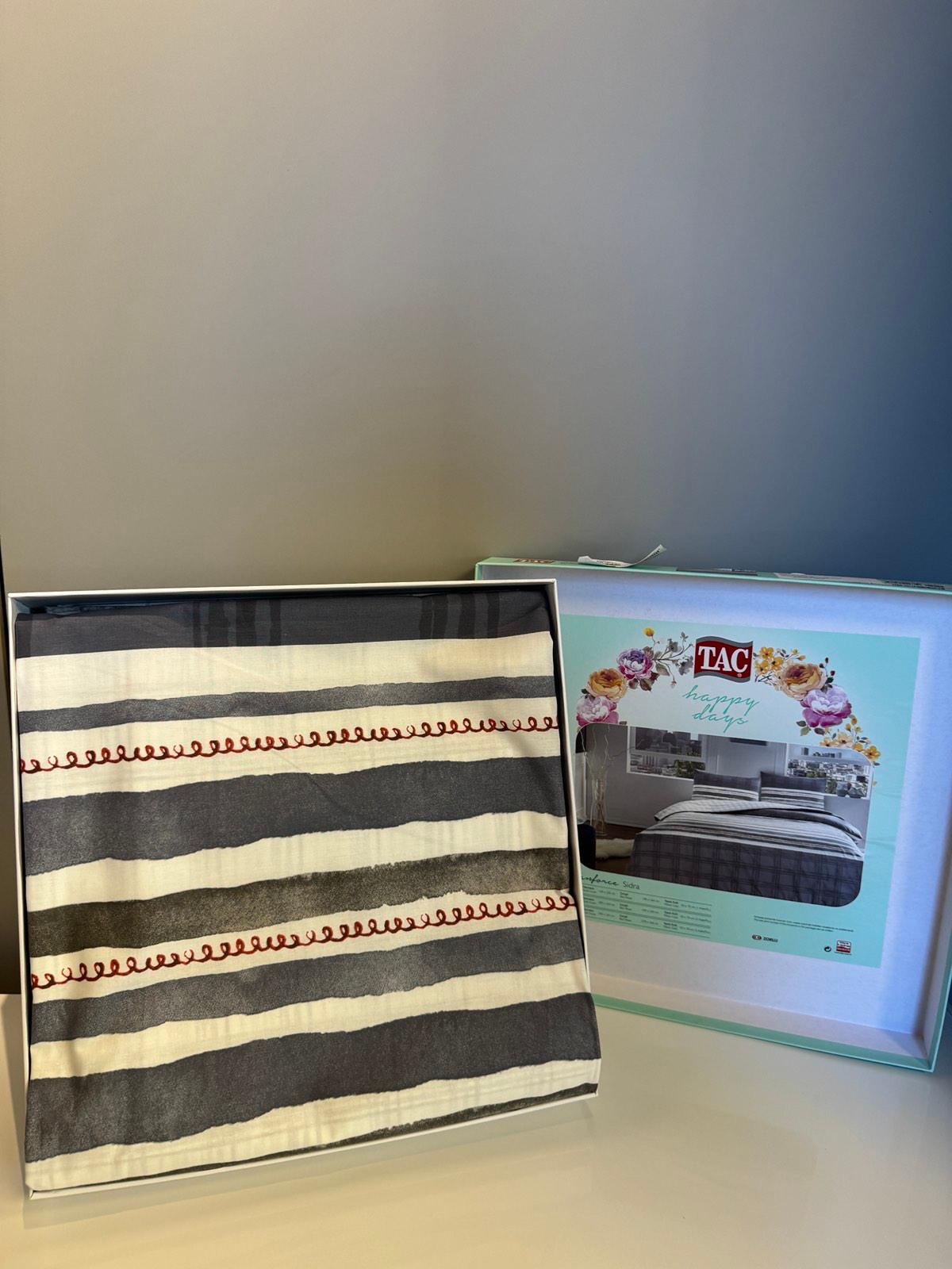 Tac Set posteljine Sidra, 160x220cm, Tamnosivo-beli