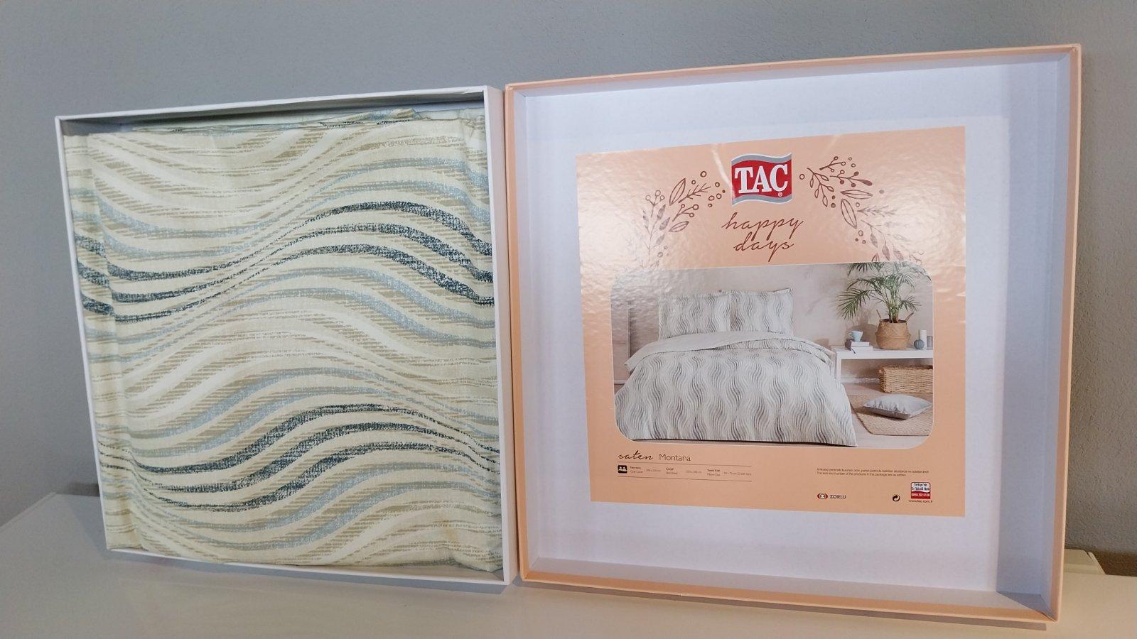 Tac Set posteljine Montana, Satenski, 200x220 cm, Belo-bež