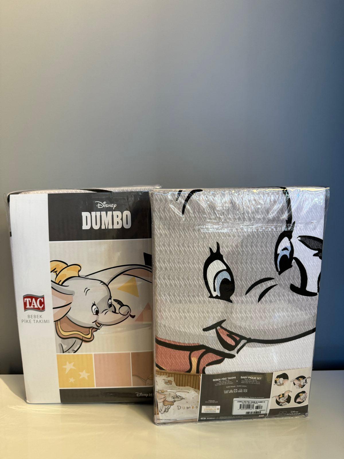 Tac Set posteljine sa prekrivačem za dečake Dumbo Cute, 100x150cm, Belo-sivi