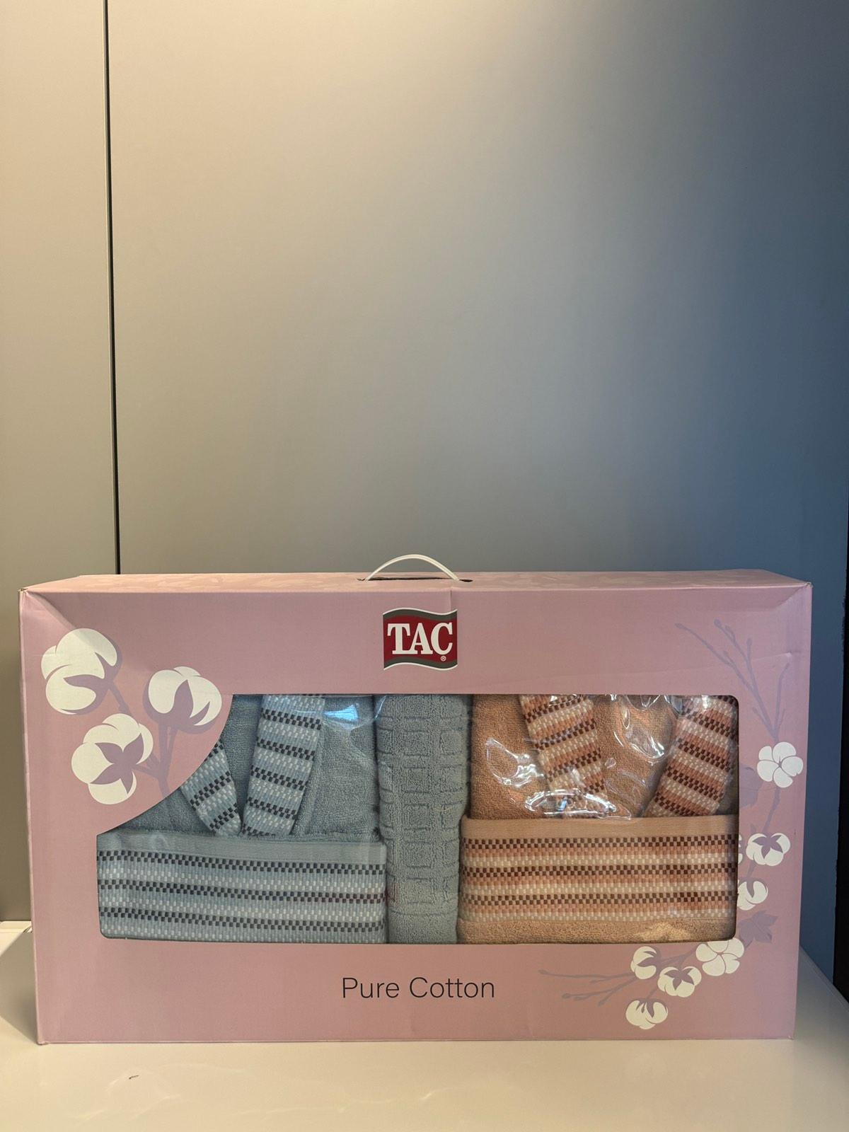 Tac Porodični set bademantila Simple, Zeleno-bež