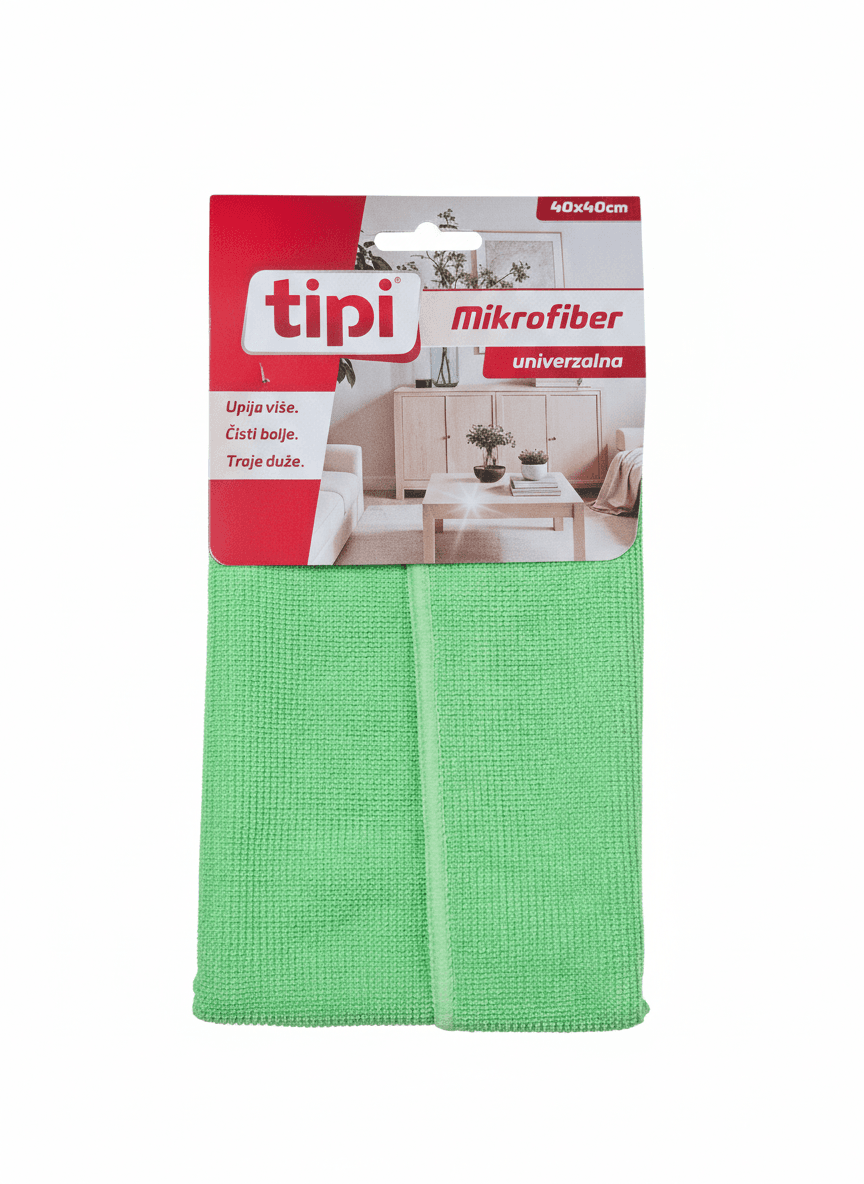 Tipi Univerzalna mikrofiber krpa, 40x40cm, Zelena