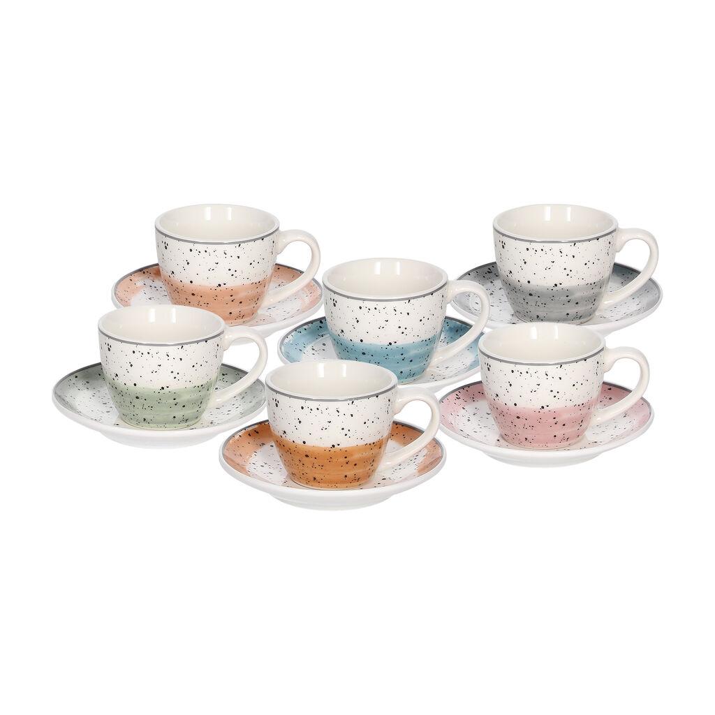 Tognana Set šoljica za kafu 80 ml sa tacnama Iris Sienna, 6 šolja i 6 tacni, porcelan