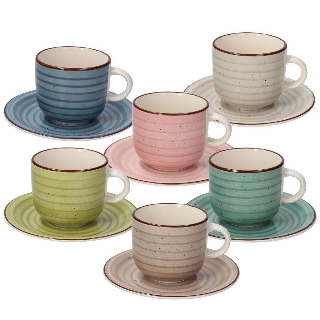 Tognana Set šoljica za čaj sa tacnama Pastel Pink, 6 komada