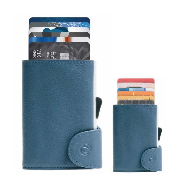 C-SECURE Kožni novčanik za platne kartice plavi