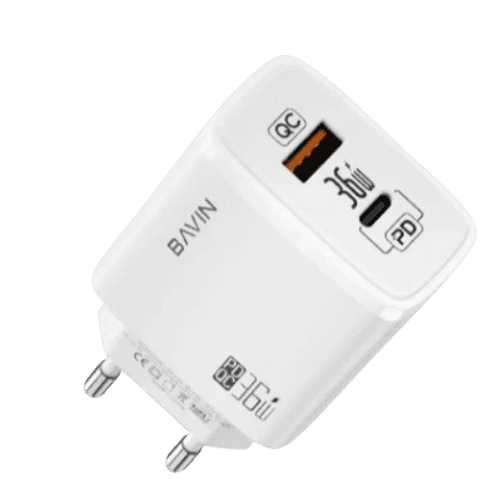 Bavin Punjač, 36W, USB-A, USB-C, Beli