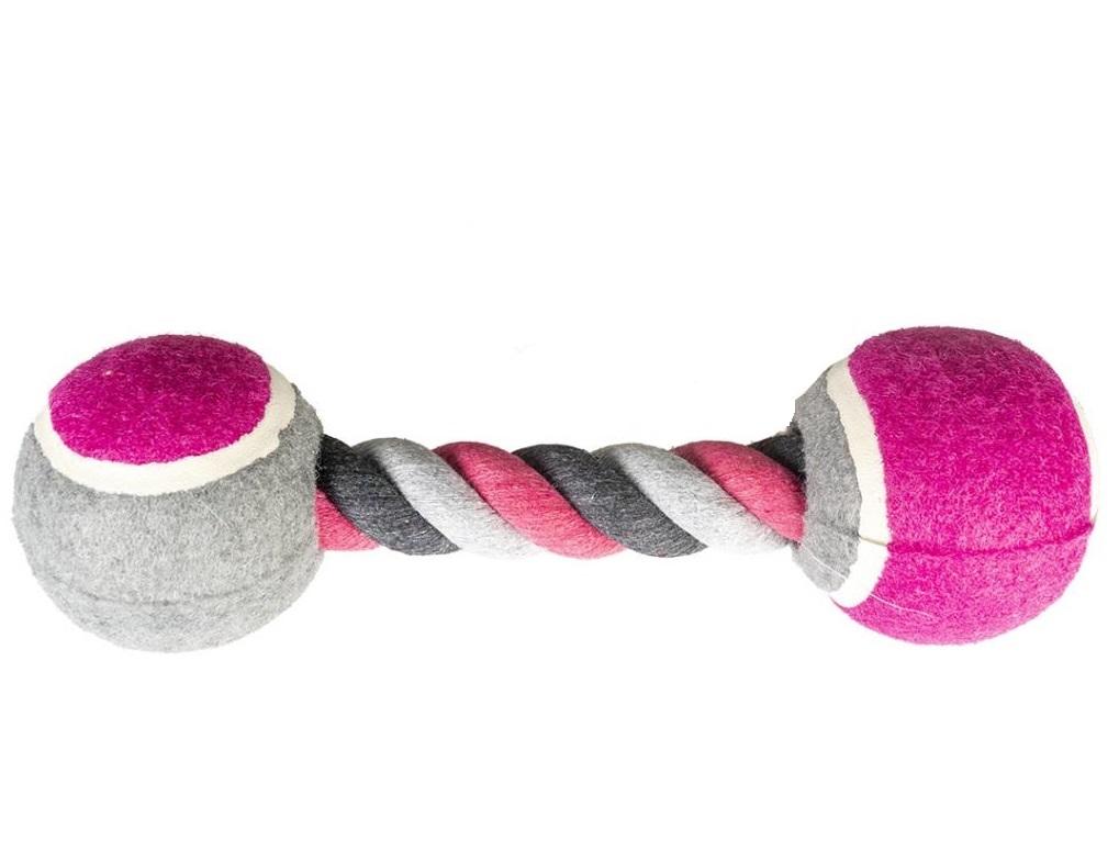 Selected image for DUVO Teniske lopte sa pamučnim užetom za pse 18cm roze