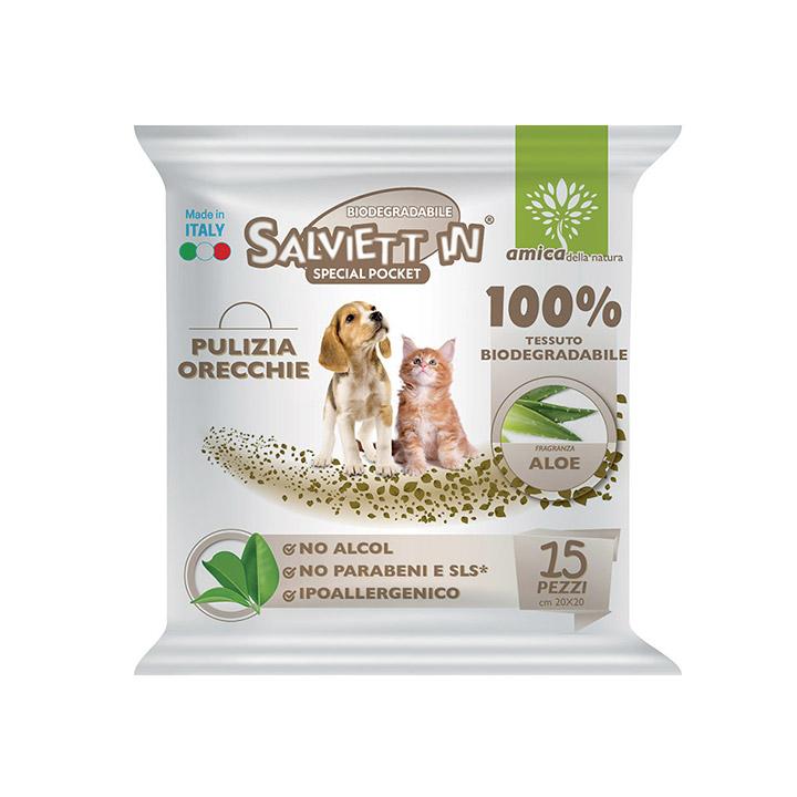 SALVIETTIN Vlažne maramice za čIšćenje ušiju pasa i mačaka Aloe vera 15kom