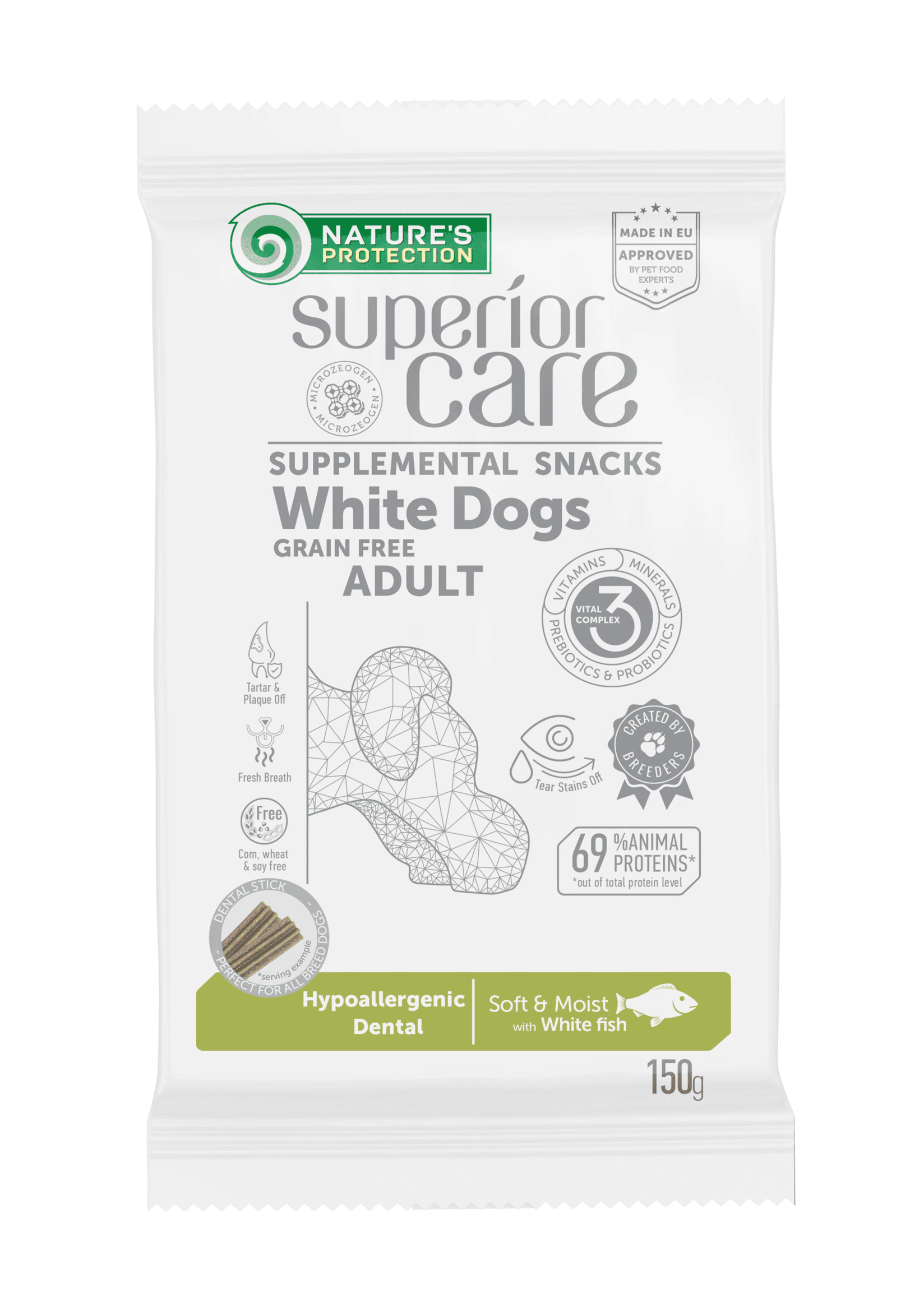 NATURE'S PROTECTION Poslastica za pse sa belom ribom Hypoallergenic Dental 150 g