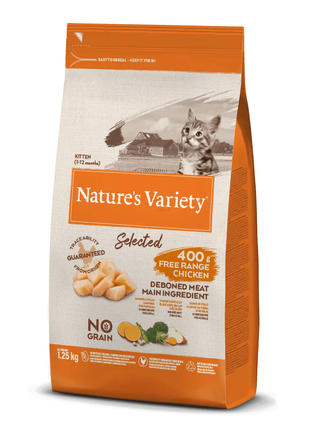 NATURE'S VARIETY Suva hrana za mačke sa ukusom piletina Selected No Grain Kitten 1.25kg