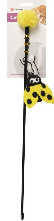 FLAMINGO Igračka za mačke Pecaljka Happy Bug Dangler Ladybug žuta