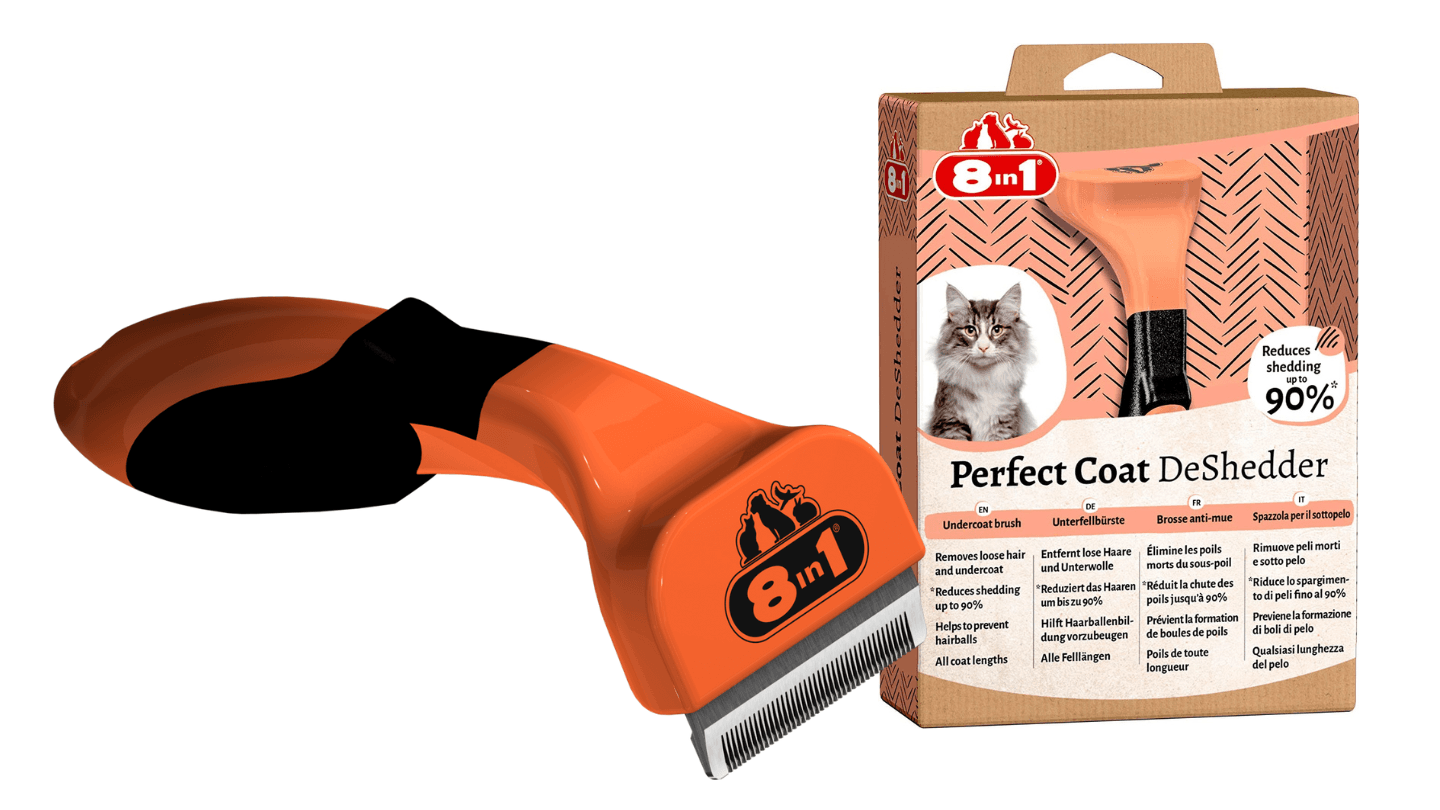 8IN1 Četka/trimer za poddlaku mačaka Perfect Coat DeShedder narandžasta