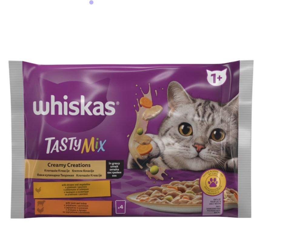 Selected image for WHISKAS Vlažna hrana za mačke Tasty Mix Meso u kremastom sosu 4x85g