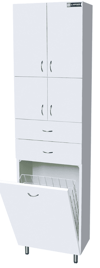 Lapino Vertikala za kupatilo sa korpom za veš, 190x50cm, Bela