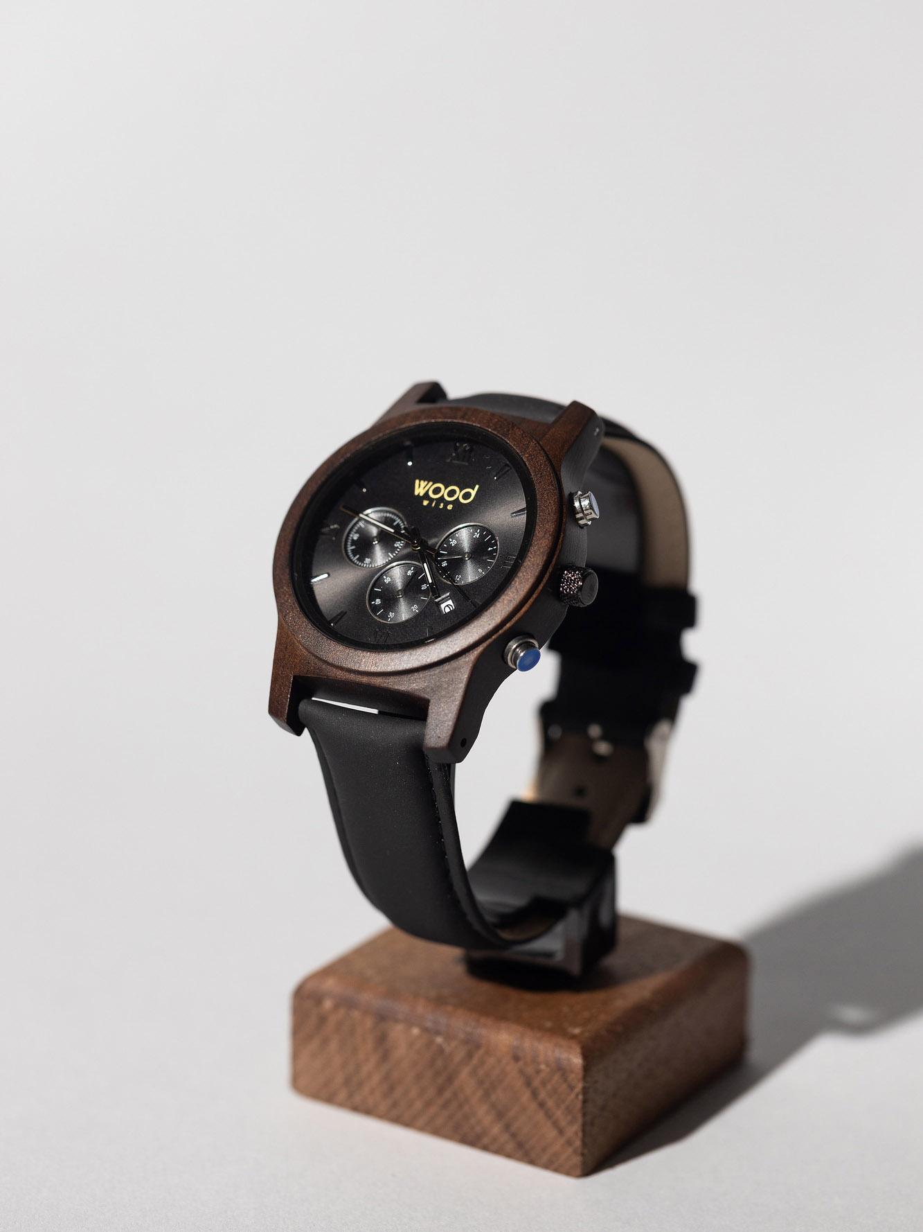 WoodWise Muški ručni sat City Wood,  Kvarcni mehanizam, Crni