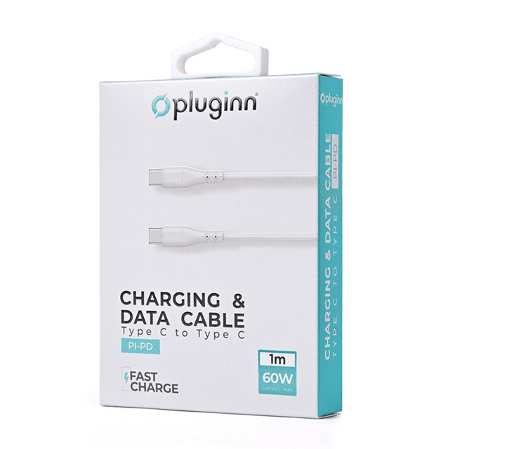 PLUGINN Kabl PI-PD, 60W, Type-C na Type-C, 1m, Beli