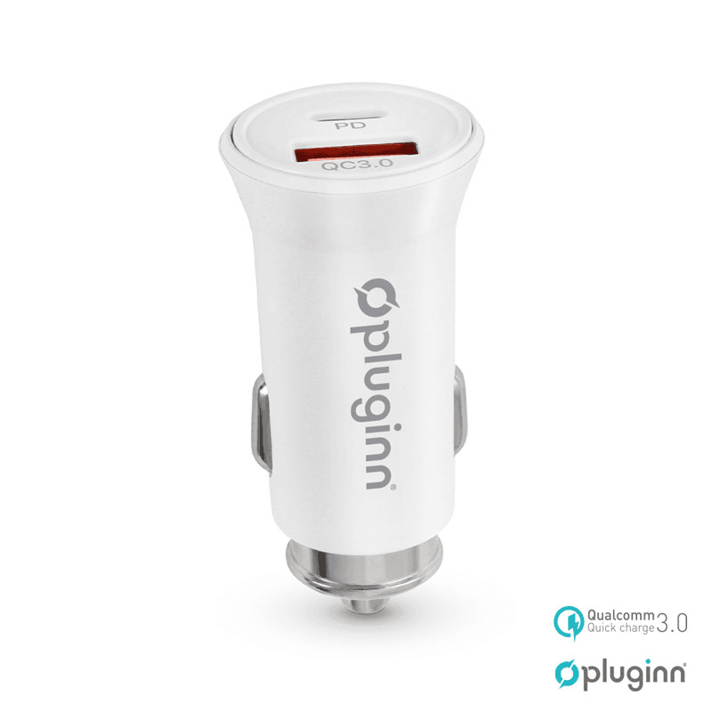 PLUGINN PI-21S Auto-punjač PD, 20W, QC 3.0, 18W, Beli