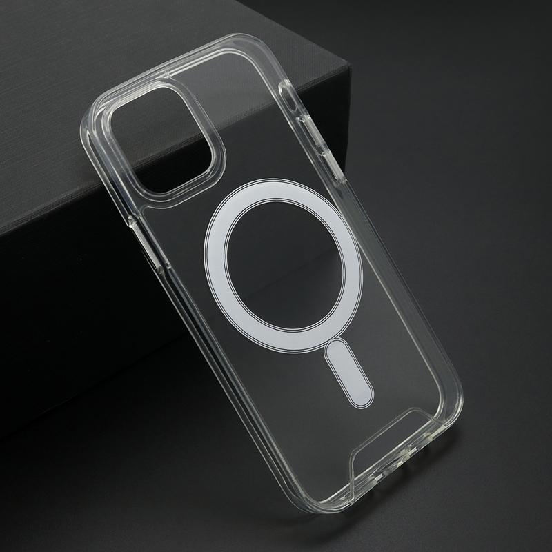 Maska za telefon Magnetic Connection silikonska za iPhone 12 6.1" providna bela